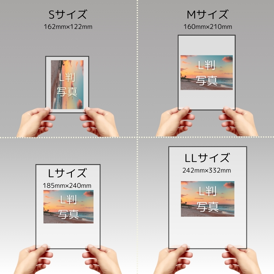 アクリルフォトのサイズ比較　オフィスプロMAYU